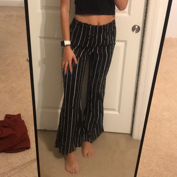 black and white stripe flowy pants - Picture 1 of 2
